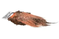 Spey Hackle Rooster Saddle Bronze Grizzly dyed Salmon